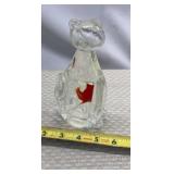 Glass Cat with Fish in belly Paperweight