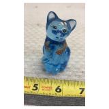 Fenton Art Glass blue kitten figurine