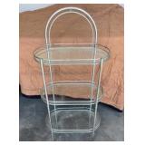 3-tier chrome and glass bar cart in the