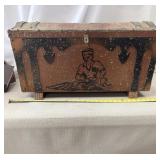 Mid-20th century vintage wooden toy chest or