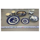 Churchill Blue Willow dinnerware pieces, and more