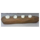 Rustic live edge cherry wood candle holder with