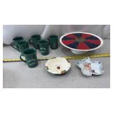 Vtg ceramic holiday serving pieces, including
