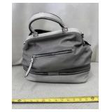 Moda Luxe? gray leather satchel shoulder handbag