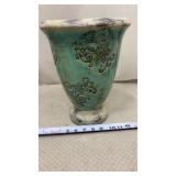 Unique sea blue and turquoise ceramic planter