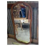 Vtg Mercury scalloped wood framed mirror