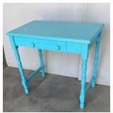 Wooden Office Desk painted turquoise