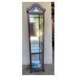 Dark Cherry Wood Display Cabinet with Glass