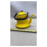Vintage yellow and black enamel teapot kettle