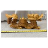 Vtg hand-carved wooden dragon sculpture