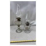 2 Clear Glass Kerosene Lamps