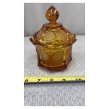 Vintage Fostoria Amber Coin Dot Pattern Eagle &