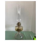 Vintage Oil Lamp with Glass Shade.