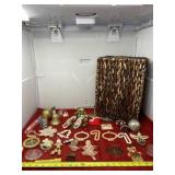 Basket with All Christmas Ornaments.