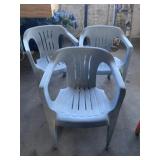 Three Hard Plastic Chairs.