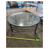 Glass and Metal Table on Castors