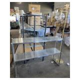 Tall Floor Lamp and Aluminum Shelf Unit Measures