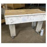 Wood Stool on Castors 31 x 17 x 21
