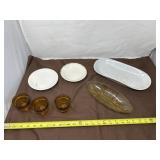 White Plates and 2 Platters with Amber Shot