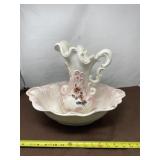 Rocco Style Scrolling Design Pitcher and Basin.