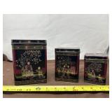 Vintage 1970s Oriental-Style Tea Canisters