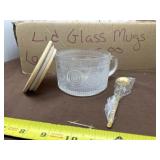 Glass Mugs with Lid and Spoons