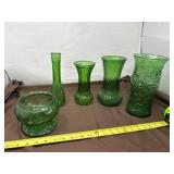 Green Glass Vases