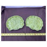 Green Ceramic Cabbage Leaf Plates