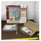 New 13 x 15 Tempered Glass Mat, Quill Pens and