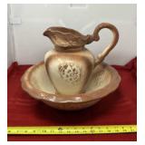 Brown and Cream Pitcher and Basin