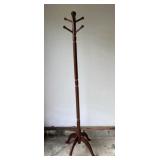 Dark Walnut Solid Wood Freestanding Coat Rack