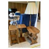 Wooden End Table with Lamp and Magazine Rack,