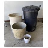 Trash Can with Lid, Flower Pots with Smaller