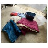 Two Totes with Lids and Blankets