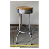 Retro Style Polished Chrome Bar Stool with Wood