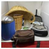 Wooden Basket and Trash Can, Alarm Clock, Steel