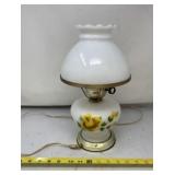 Milk Glass Hurricane Lamp with Some Rust on