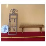 Wood Shelf, Wine Rack and Clock