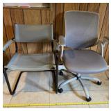 Roll Around Office Chair with Leather Seat and