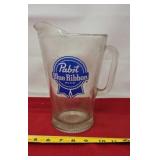 Pabst Blue Ribbon Beer Heavy Glass Pitcher