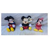 Three Disney Stuff Mickey and Minnie Mouse Dolls