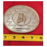 Western Belt Buckle Features a Prominent Horse