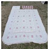White Chenille Bedspread with Embroidered