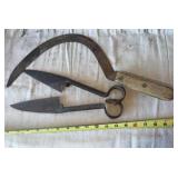 Antique Sheep Sheer and Antique Hand sickle