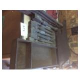 WOOD TRAY, SPINDLES, HAND SAW