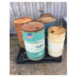 6) METAL BARRELS, ALL EMPTY