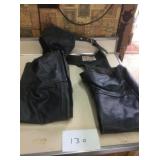 LEATHER CHAPS, SIZE MEDIUM