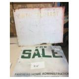 2 METAL DOUBLE SIDED SIGNS