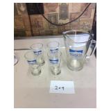 BUSCH BEER PITCHER & 4 GLASSES