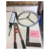 STEERING WHEEL, BOLT CUTTERS,